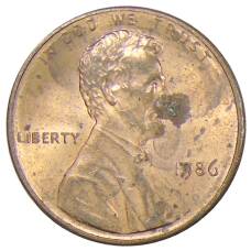 Монета 1 цент 1986 года США (аверс)