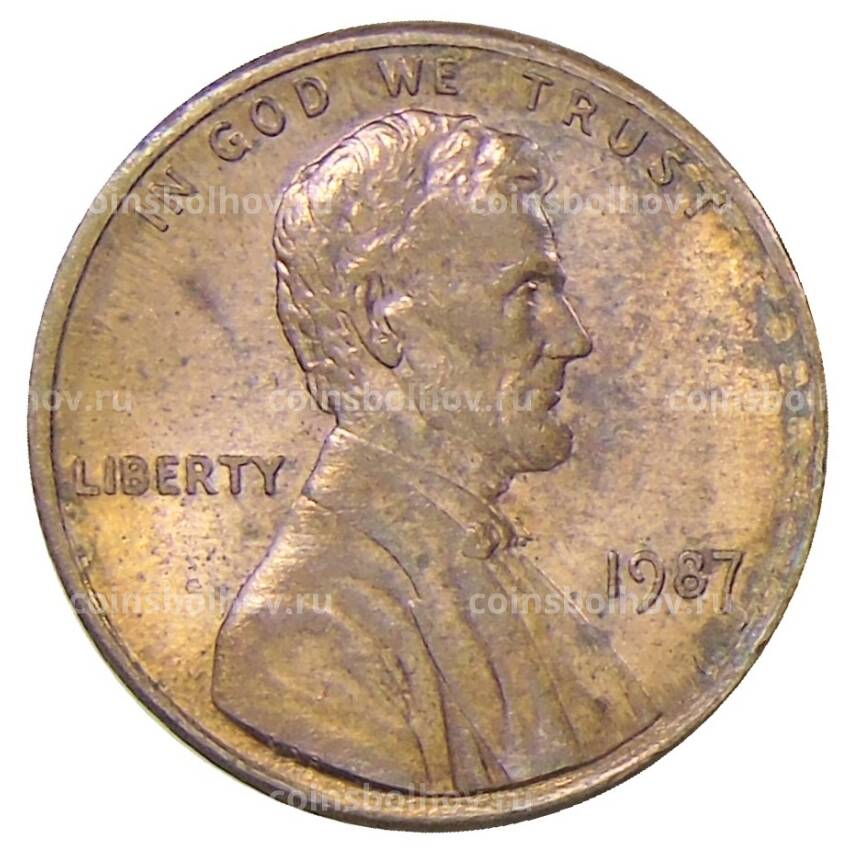 Монета 1 цент 1987 года США
