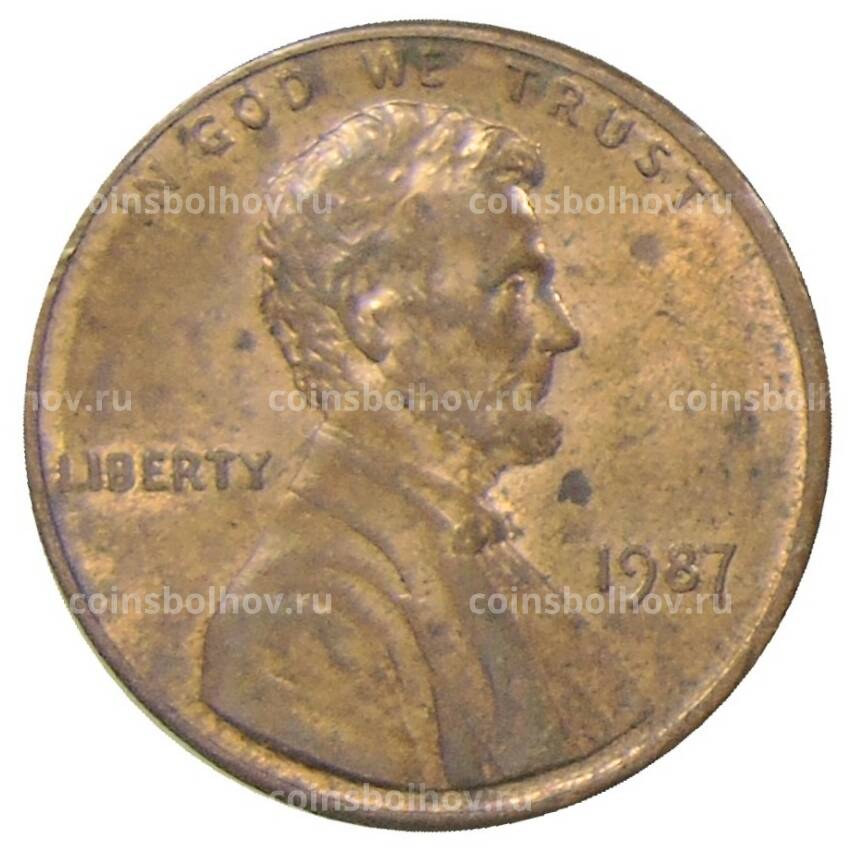 Монета 1 цент 1987 года США