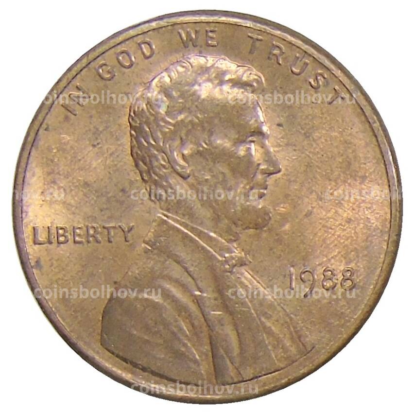 Монета 1 цент 1988 года США