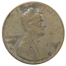 Монета 1 цент 1988 года США (аверс)