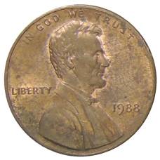 Монета 1 цент 1988 года США (аверс)