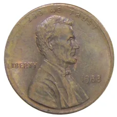 Монета 1 цент 1988 года США (аверс)