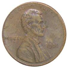 Монета 1 цент 1988 года США (аверс)