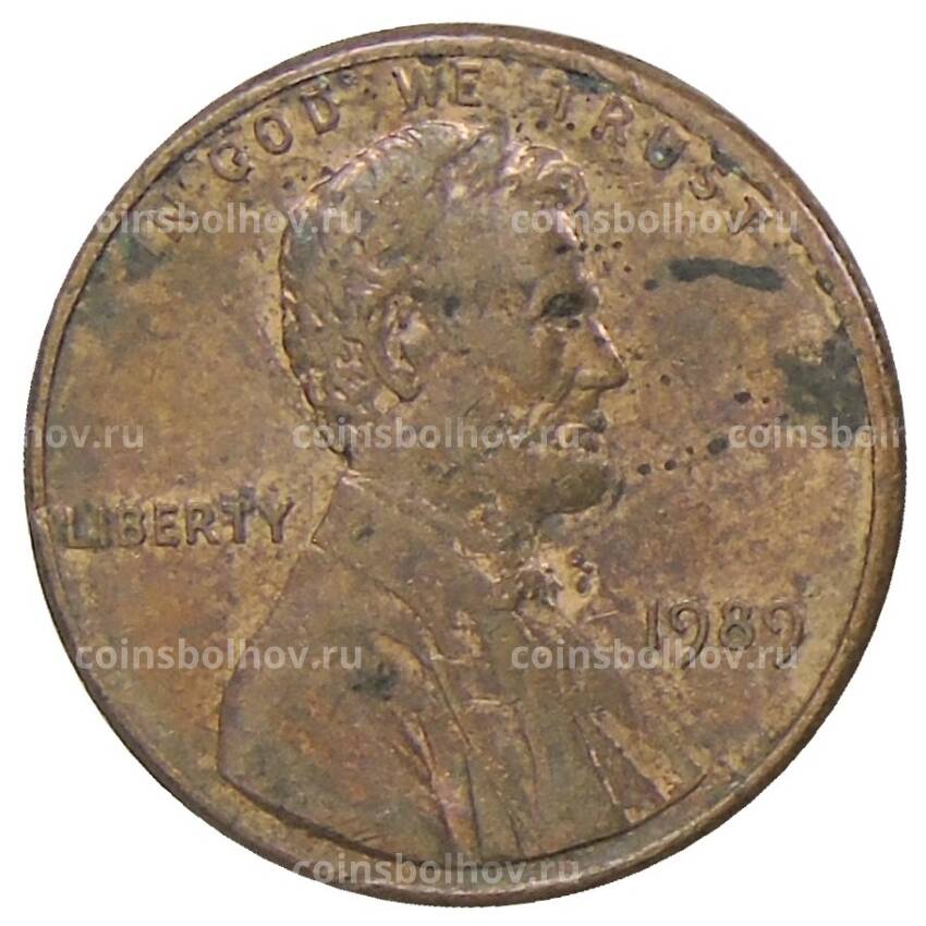 Монета 1 цент 1989 года США