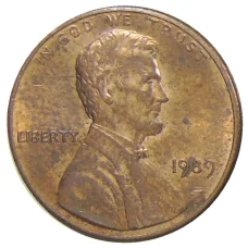 Монета 1 цент 1989 года США (аверс)