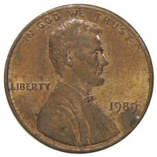 Монета 1 цент 1989 года США (аверс)