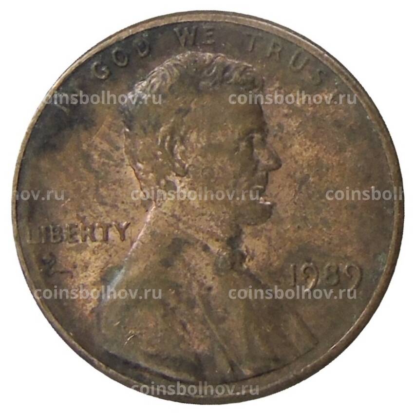 Монета 1 цент 1989 года США