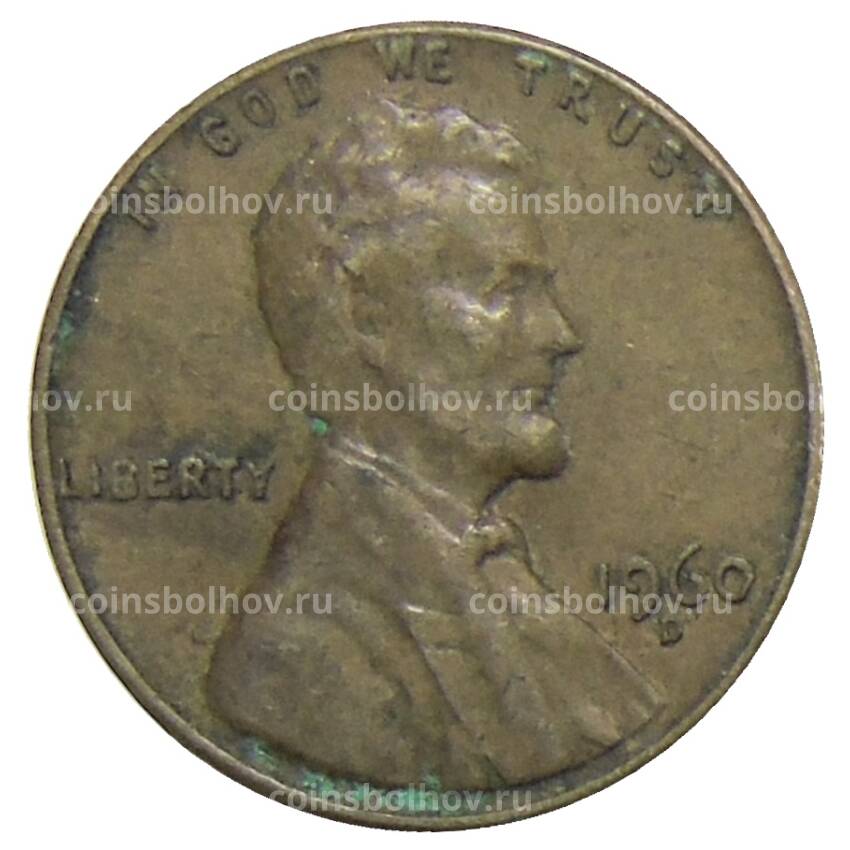 Монета 1 цент 1960 года D США
