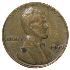 Монета 1 цент 1964 года D США (аверс)