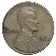 Монета 1 цент 1967 года США (аверс)