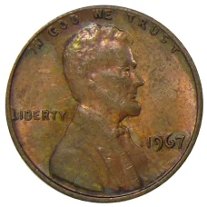 Монета 1 цент 1967 года США (аверс)