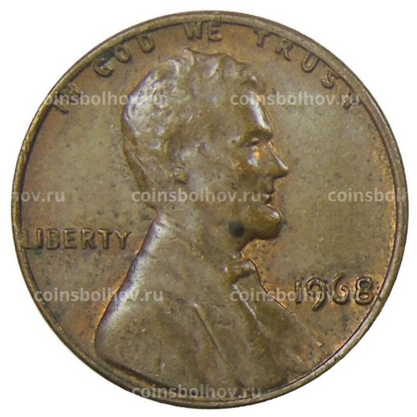 Монета 1 цент 1968 года США