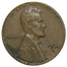 Монета 1 цент 1968 года D США (аверс)