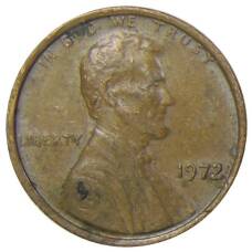 Монета 1 цент 1972 года США (аверс)