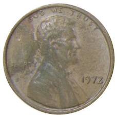 Монета 1 цент 1972 года США (аверс)