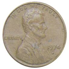 Монета 1 цент 1974 года D США (аверс)