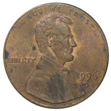 Монета 1 цент 1996 года D США (аверс)