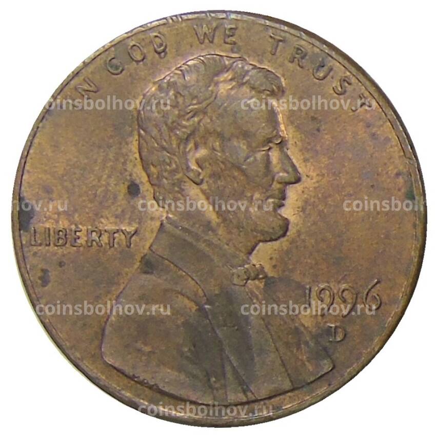 Монета 1 цент 1996 года D США