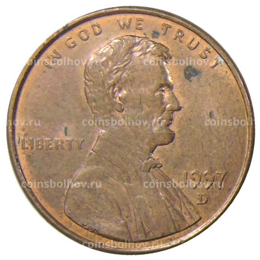 Монета 1 цент 1997 года D США