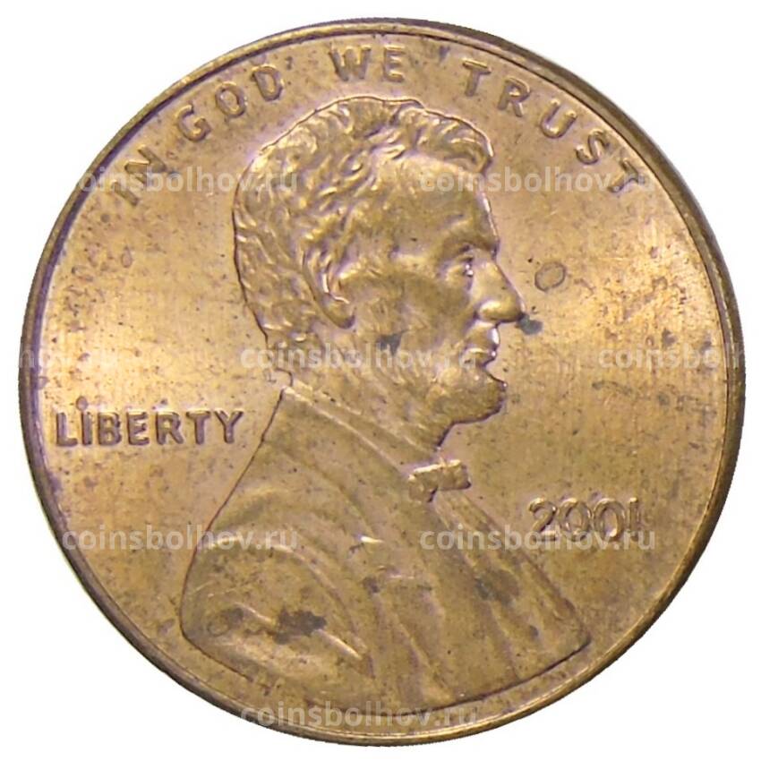 Монета 1 цент 2001 года США