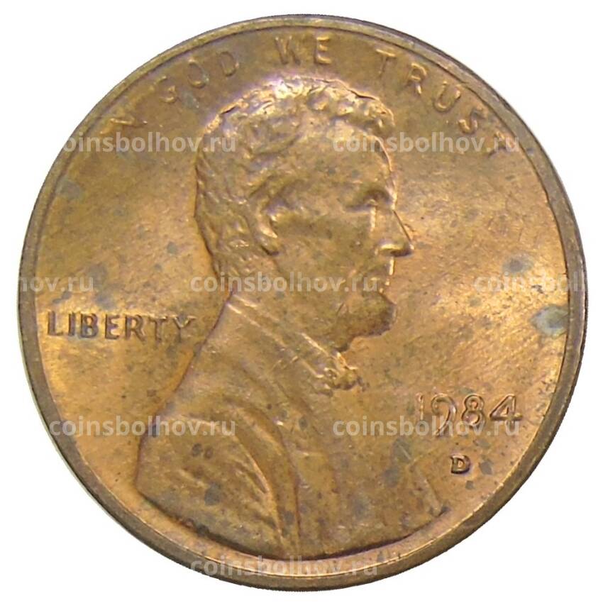 Монета 1 цент 1984 года D США