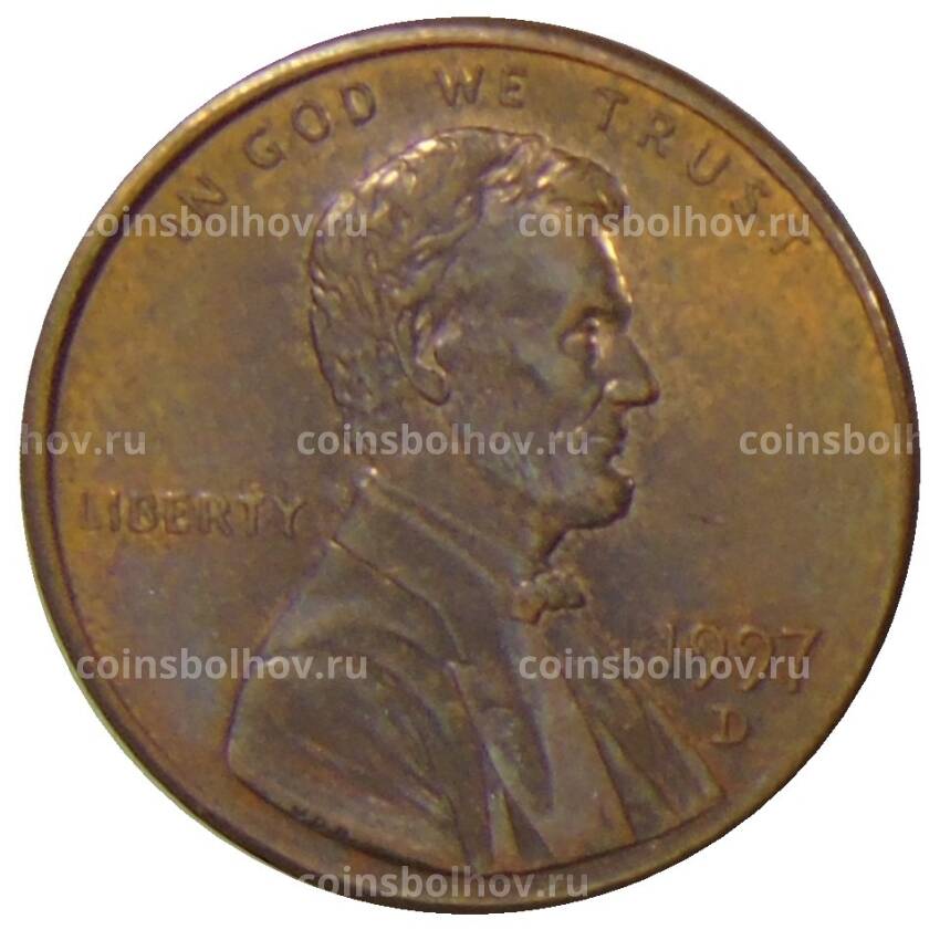 Монета 1 цент 1997 года D США