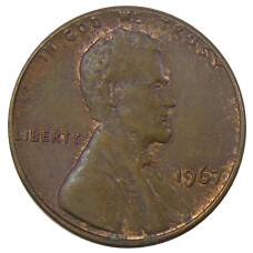 Монета 1 цент 1967 года США (аверс)