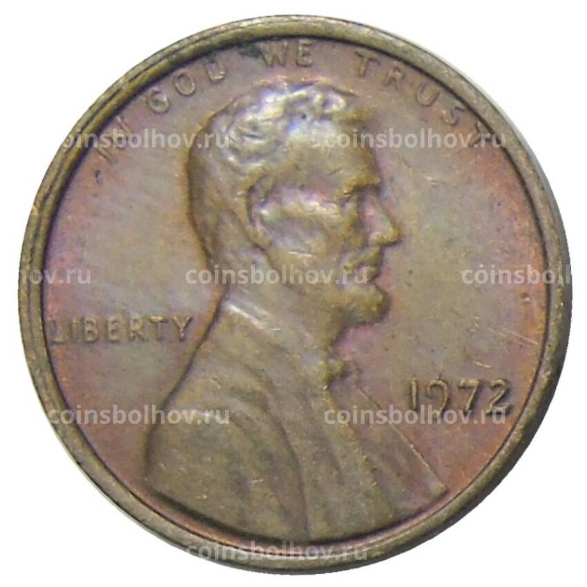 Монета 1 цент 1972 года США