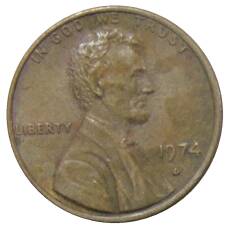 Монета 1 цент 1974 года D США (аверс)
