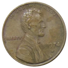 Монета 1 цент 1974 года D США (аверс)