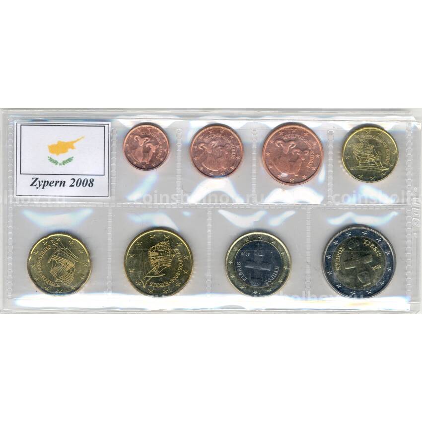 Годовой набор монет евро 2008 года Кипр (в блистере) (вид 3)
