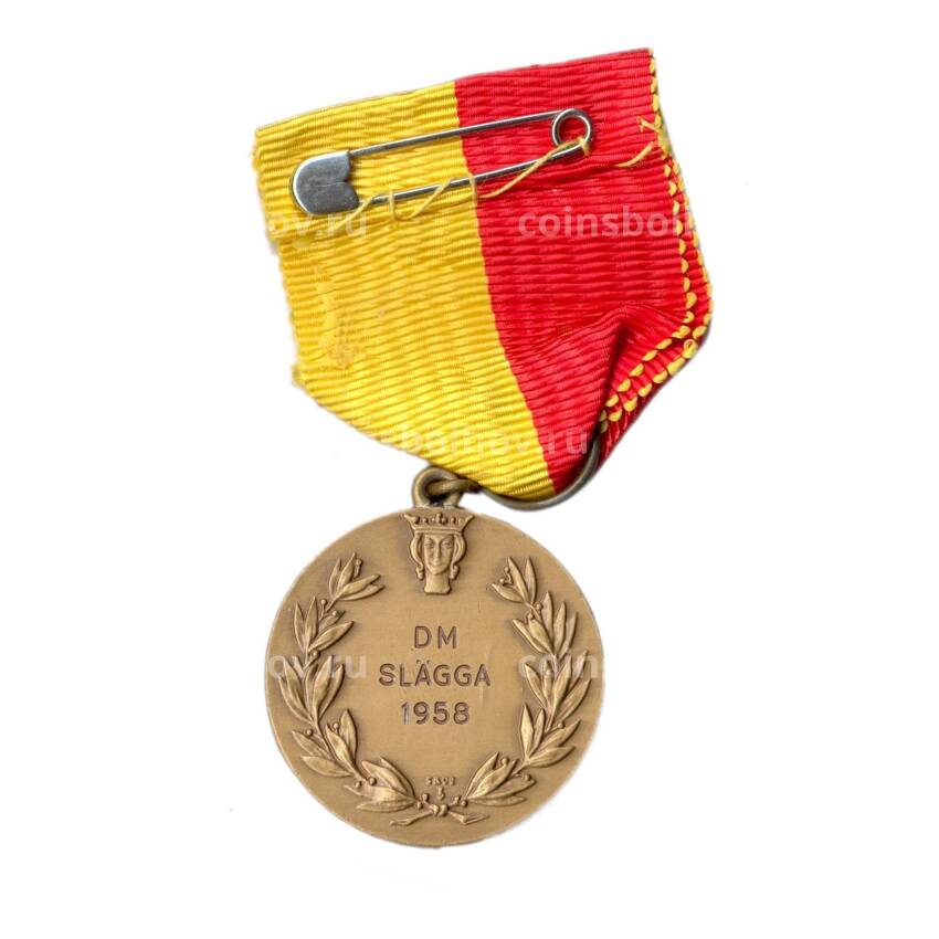 Медаль  спортивная «Участнику соревнований по метанию молота -1958 год» Швеция (вид 2)