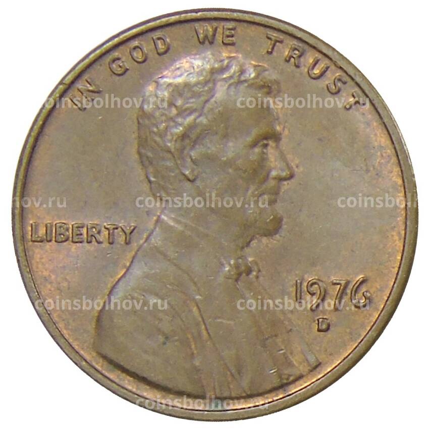 Монета 1 цент 1976 года D США