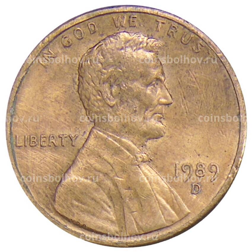 Монета 1 цент 1989 года D США
