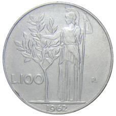Монета 100 лир 1962 года Италия (аверс)