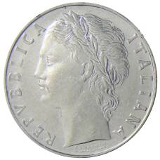 Монета 100 лир 1975 года Италия (реверс)