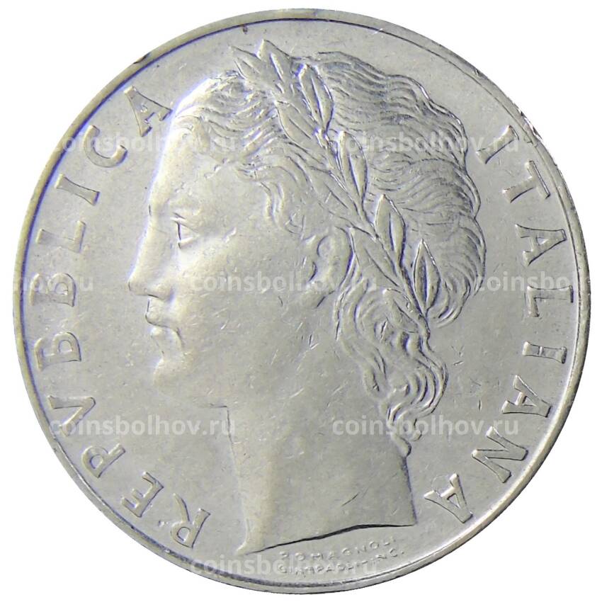 Монета 100 лир 1975 года Италия (вид 2)