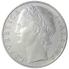 Монета 100 лир 1967 года Италия (реверс)