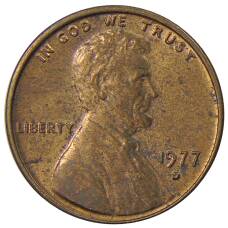 Монета 1 цент 1977 года D США (аверс)