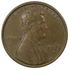 Монета 1 цент 1973 года D США (аверс)