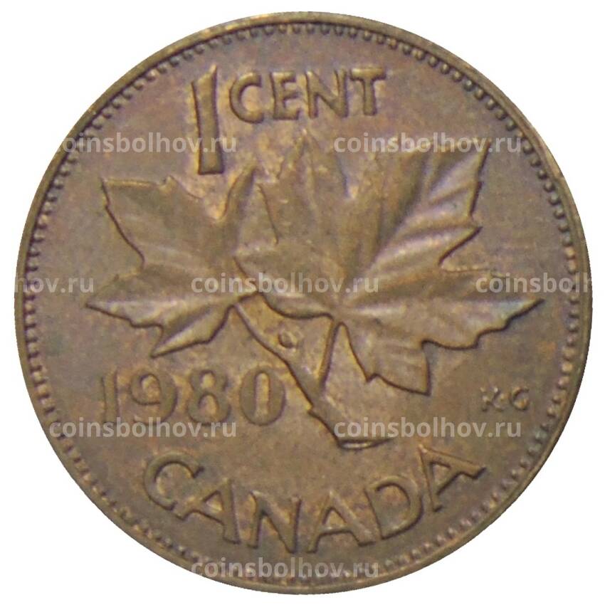Монета 1 цент 1980 года Канада