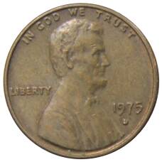 Монета 1 цент 1975 года D США (аверс)