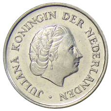 Монета 25 центов 1970 года Нидерланды (реверс)