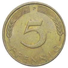 Монета 5 пфеннигов 1972 года F Германия (реверс)