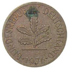 Монета 1 пфенниг 1976 года J Германия (аверс)