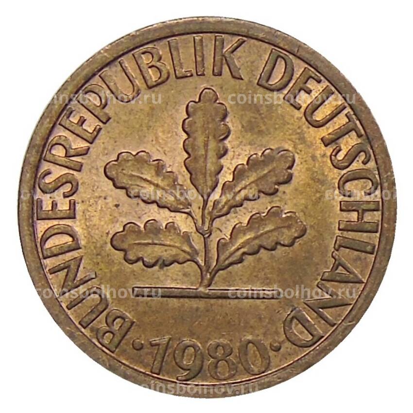 Монета 1 пфенниг 1980 года D Германия