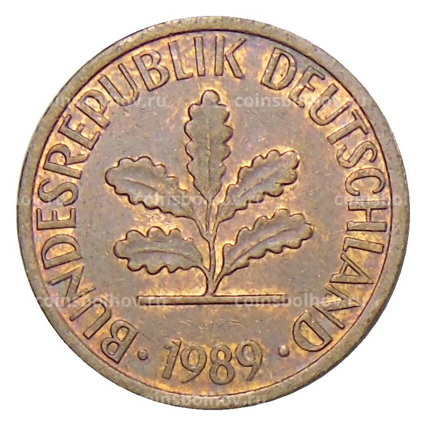 Монета 1 пфенниг 1989 года D Германия