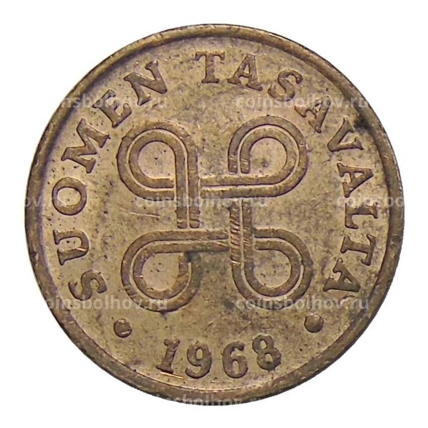 Монета 1 пенни 1968 года Финляндия
