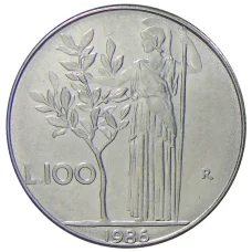 Монета 100 лир 1986 года Италия (аверс)